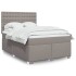 Cama box spring con colchón tela gris taupe 140x190