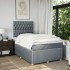 Cama box spring con colchón tela gris claro 120x200