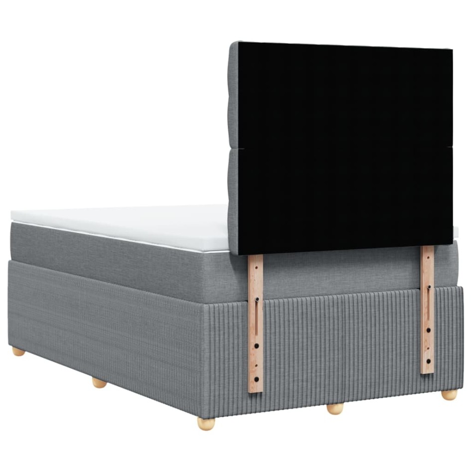 Cama box spring con colchón tela gris claro 120x200