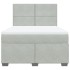 Cama box spring con colchón terciopelo gris claro 160x200