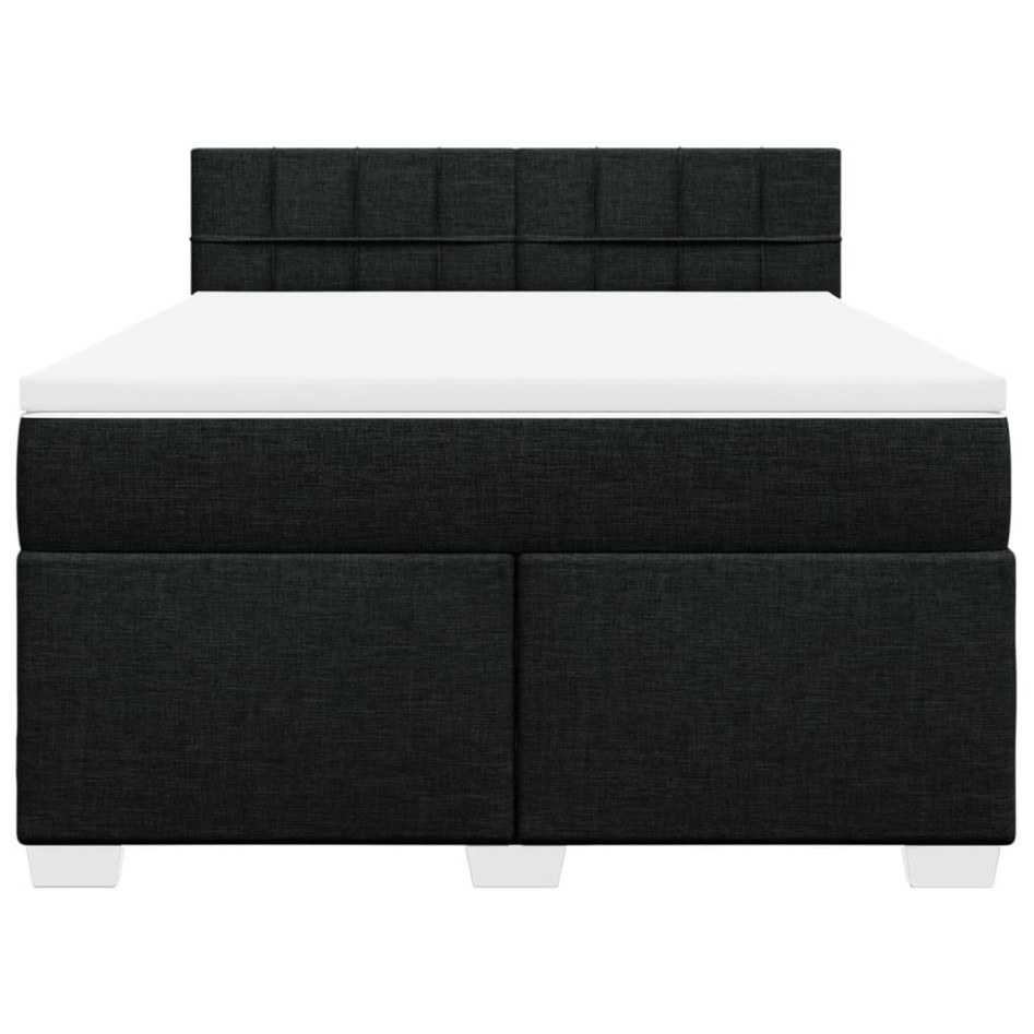 Cama box spring con colchón tela negro 140x190
