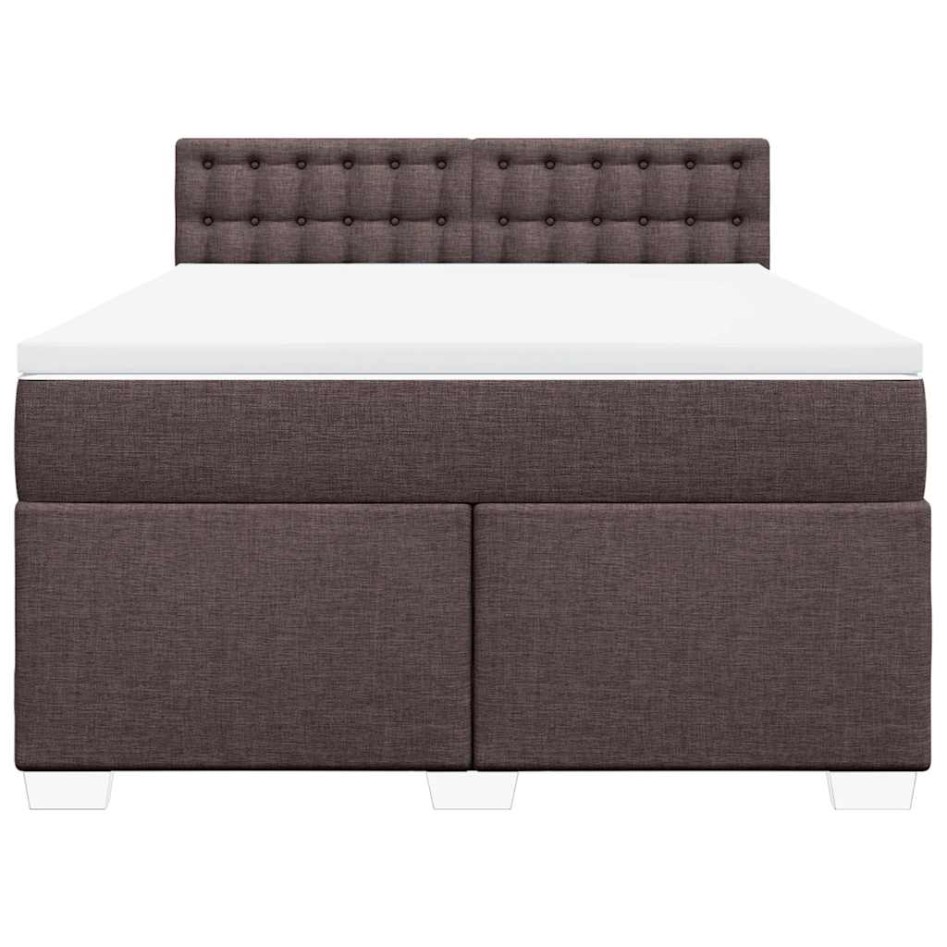 Cama box spring con colchón tela marrón oscuro 140x190