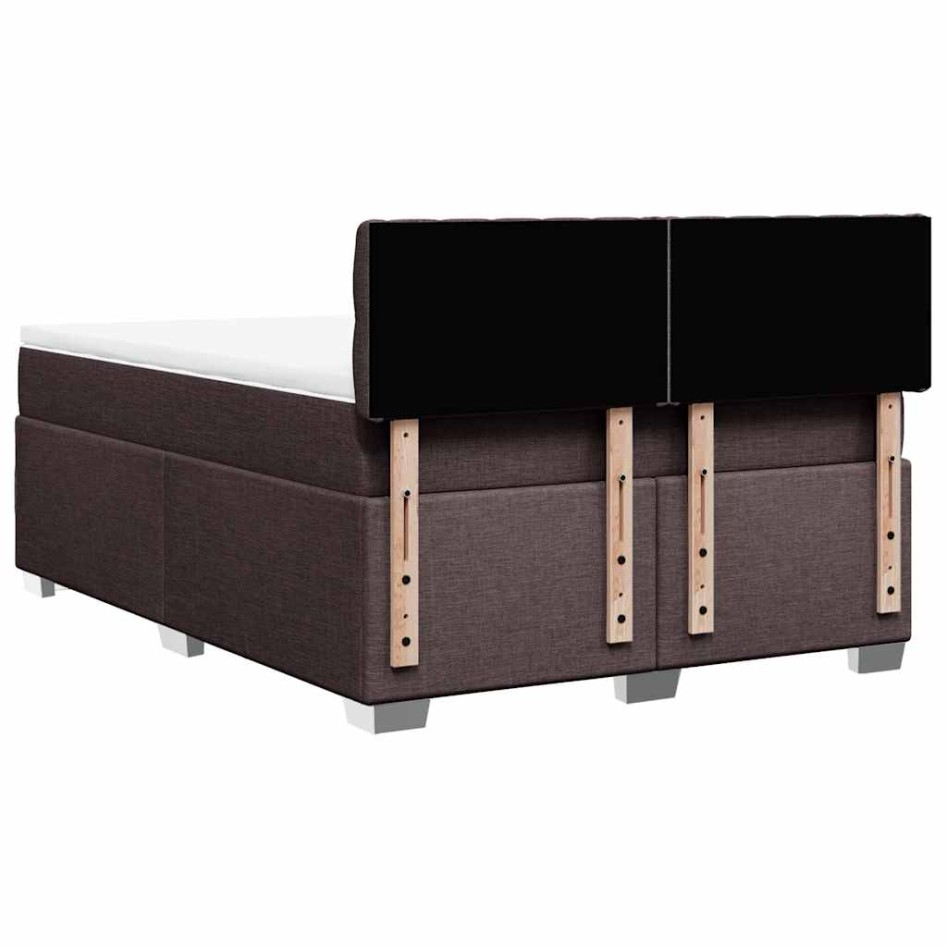 Cama box spring con colchón tela marrón oscuro 140x190