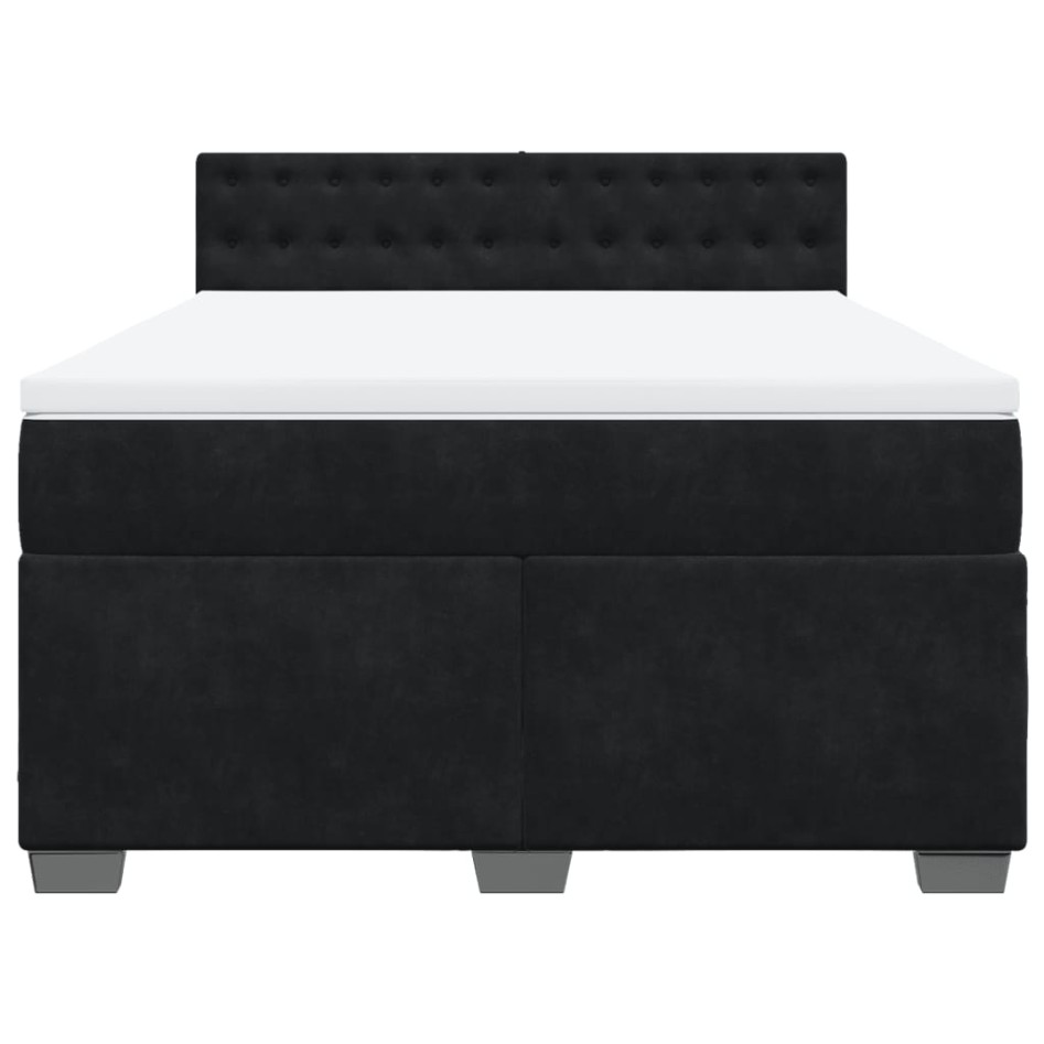 Cama box spring con colchón terciopelo negro 160x200