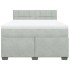 Cama box spring con colchón terciopelo gris claro 160x200