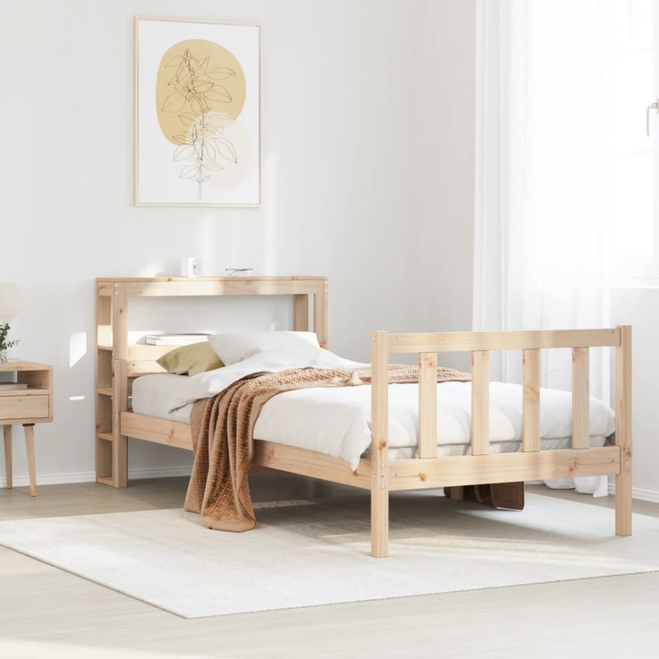 Estructura de cama sin colchón madera maciza de pino 100x200