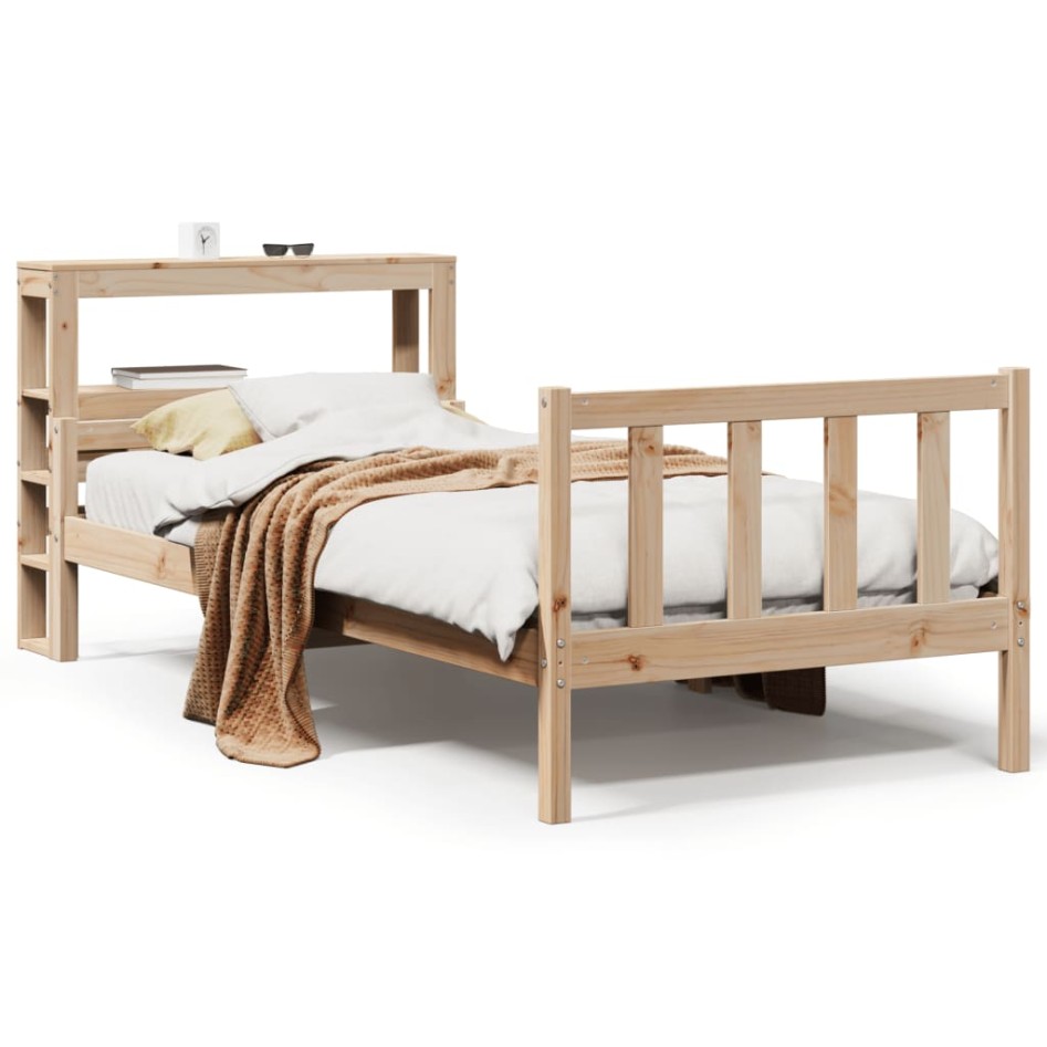 Estructura de cama sin colchón madera maciza de pino 100x200