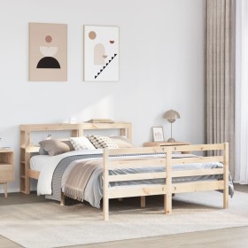 Estructura de cama sin colchón madera de pino maciza 120x200