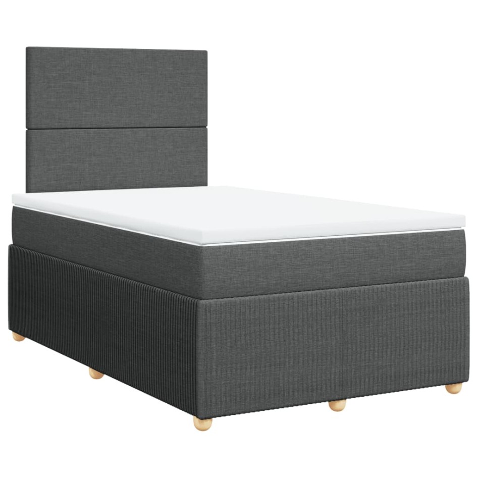 Cama box spring con colchón tela gris oscuro 120x200