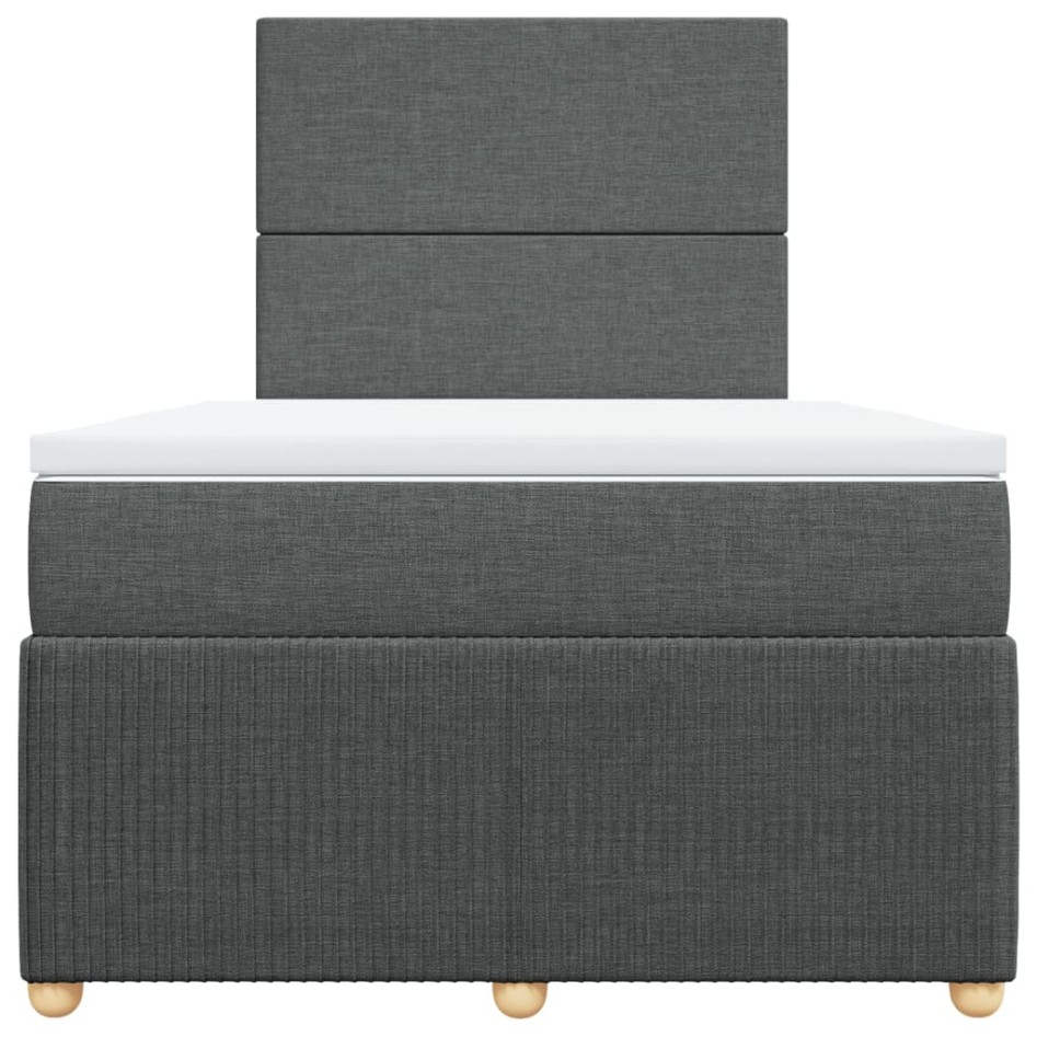 Cama box spring con colchón tela gris oscuro 120x200