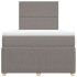 Cama box spring con colchón tela gris taupe 120x200