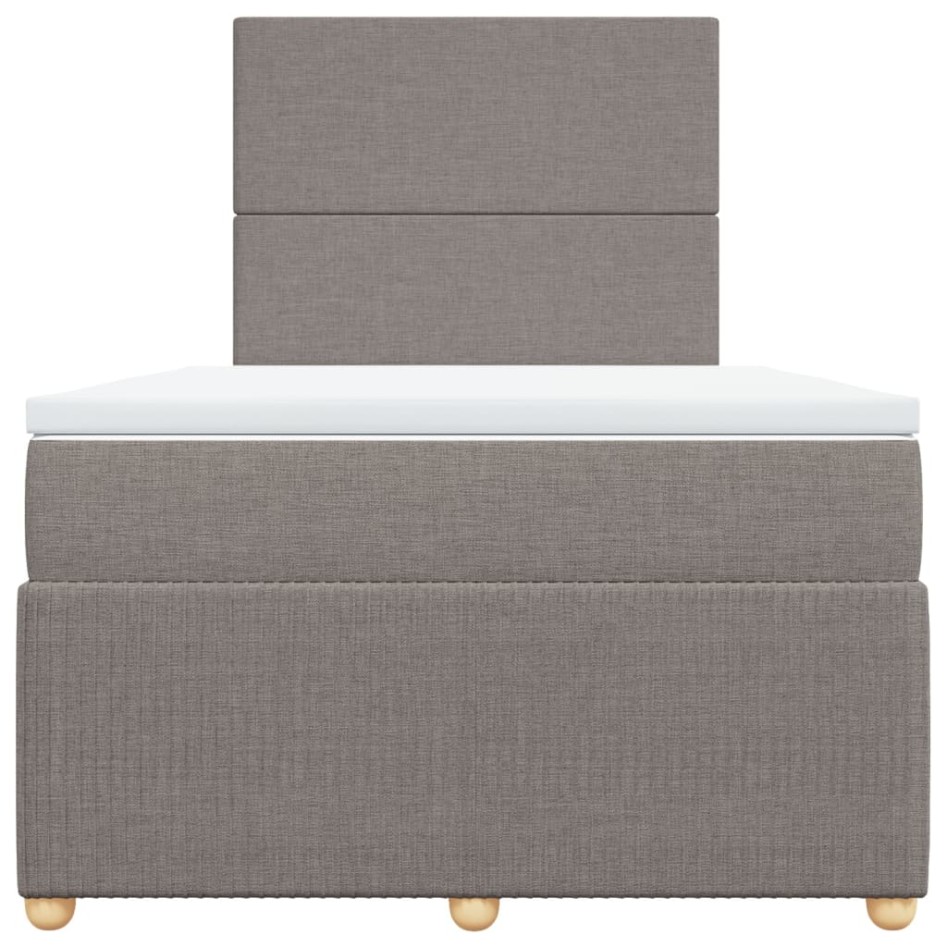 Cama box spring con colchón tela gris taupe 120x200