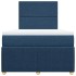 Cama box spring con colchón tela azul 120x200