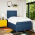 Cama box spring con colchón tela azul 120x200