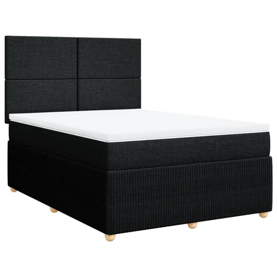 Cama box spring con colchón tela negro 140x200