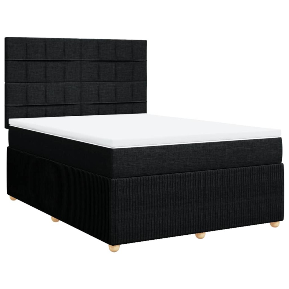 Cama box spring con colchón tela negro 140x200