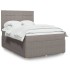 Cama box spring con colchón tela gris taupe 140x200