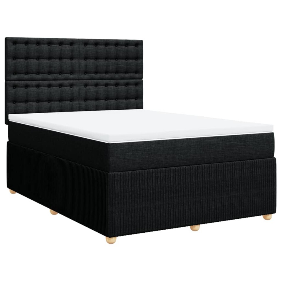 Cama box spring con colchón tela negro 140x200