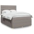 Cama box spring con colchón tela gris taupe 140x200