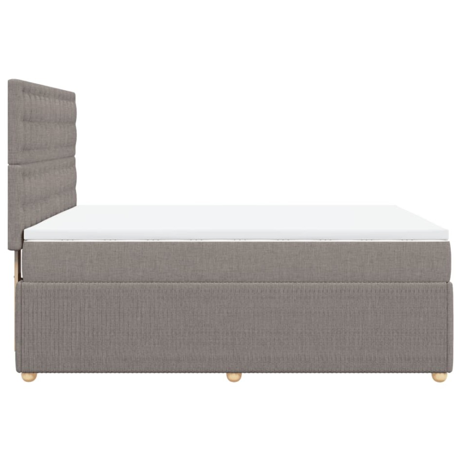Cama box spring con colchón tela gris taupe 140x200