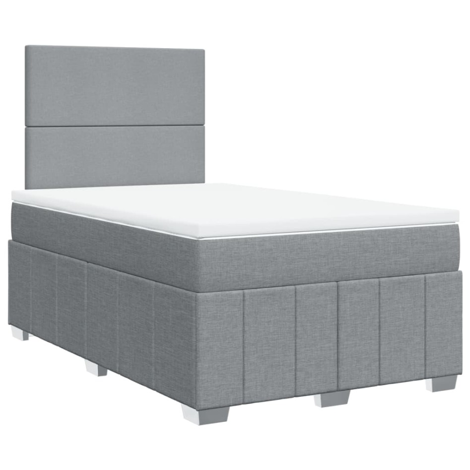 Cama box spring con colchón tela gris claro 120x200