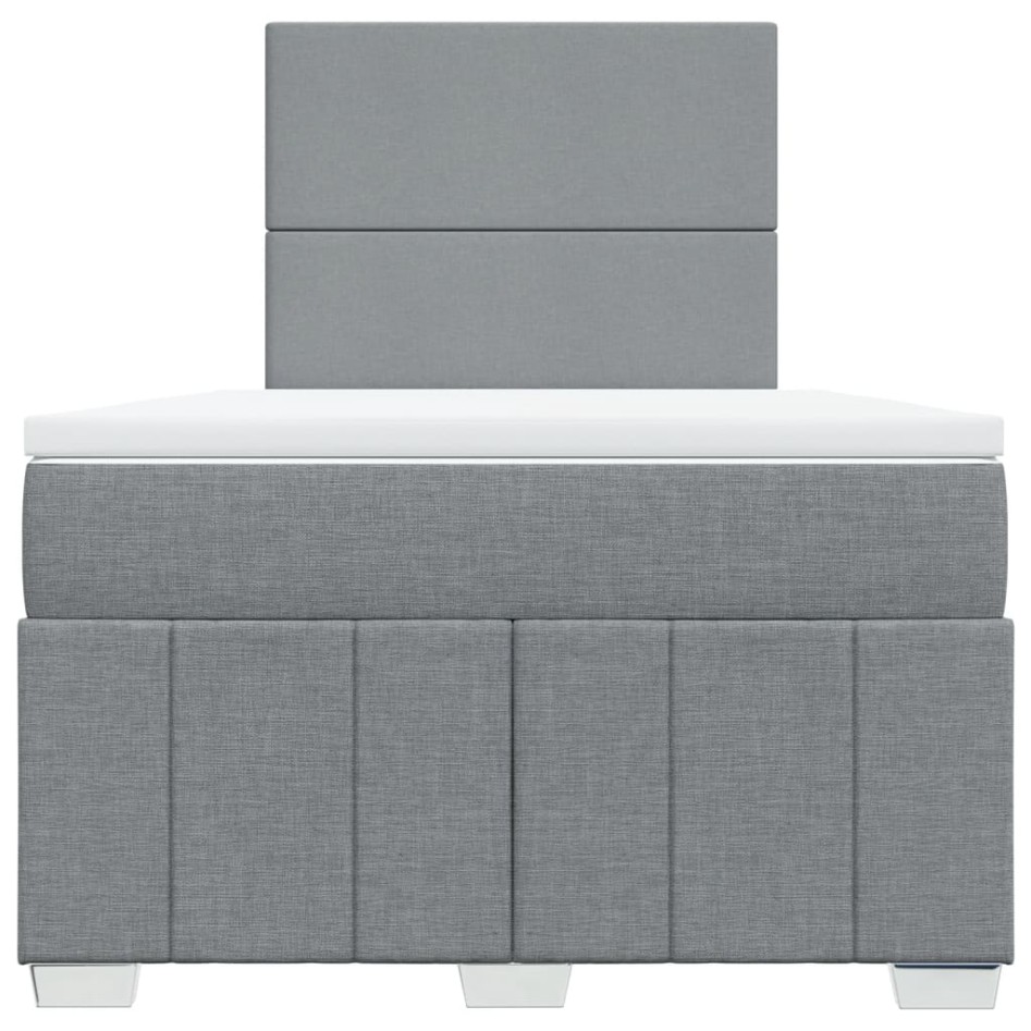 Cama box spring con colchón tela gris claro 120x200