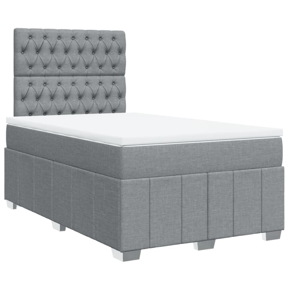 Cama box spring con colchón tela gris claro 120x200