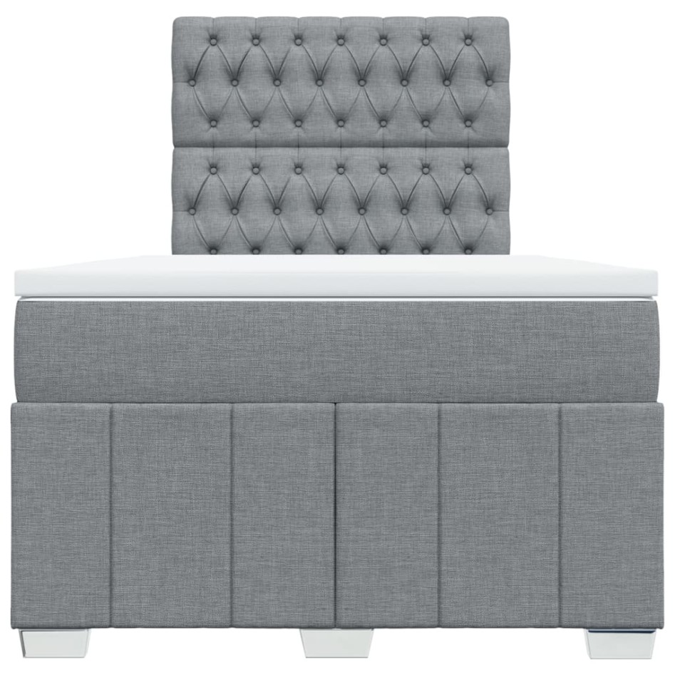 Cama box spring con colchón tela gris claro 120x200