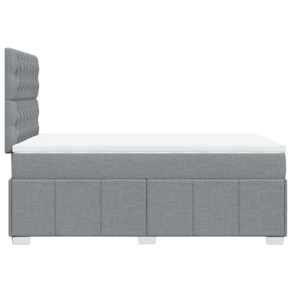 Cama box spring con colchón tela gris claro 120x200