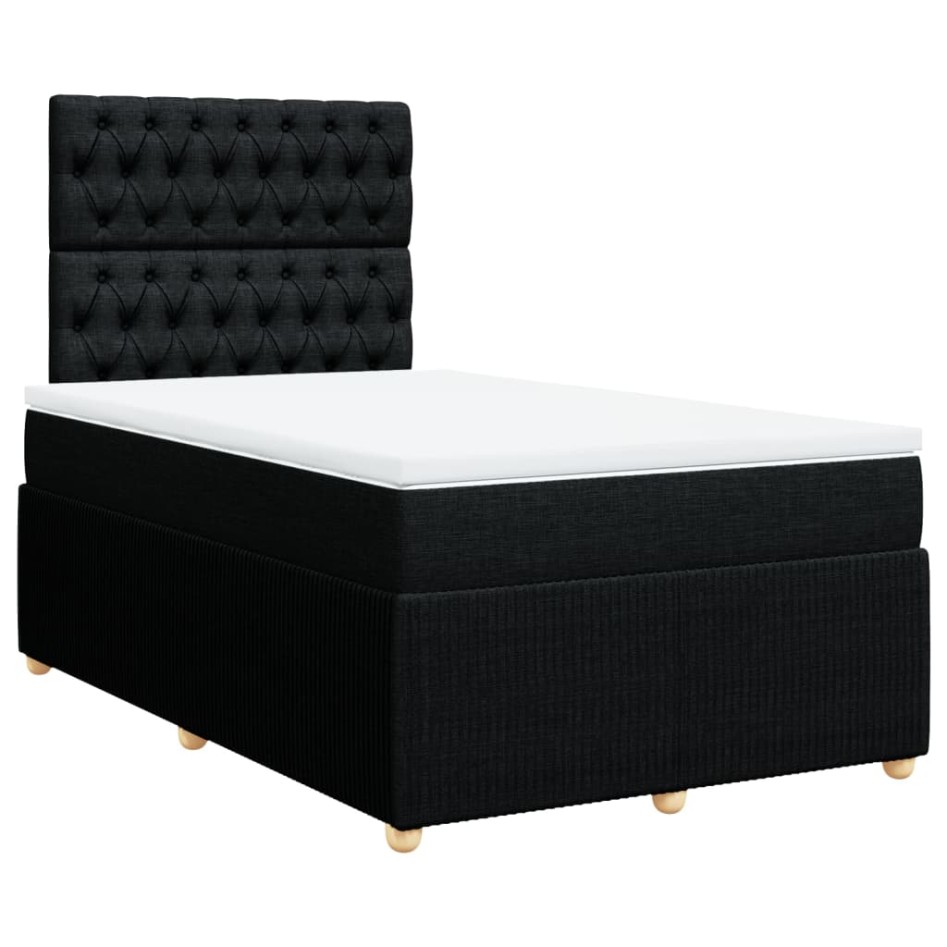 Cama box spring con colchón tela negro 120x200