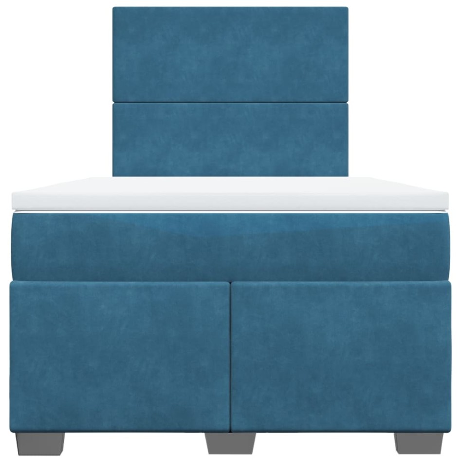 Cama box spring con colchón terciopelo azul 120x190