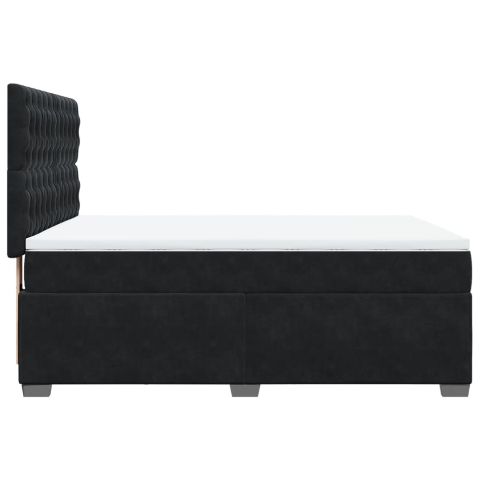 Cama box spring con colchón terciopelo negro 140x200