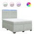 Cama box spring con colchón terciopelo gris claro 140x190