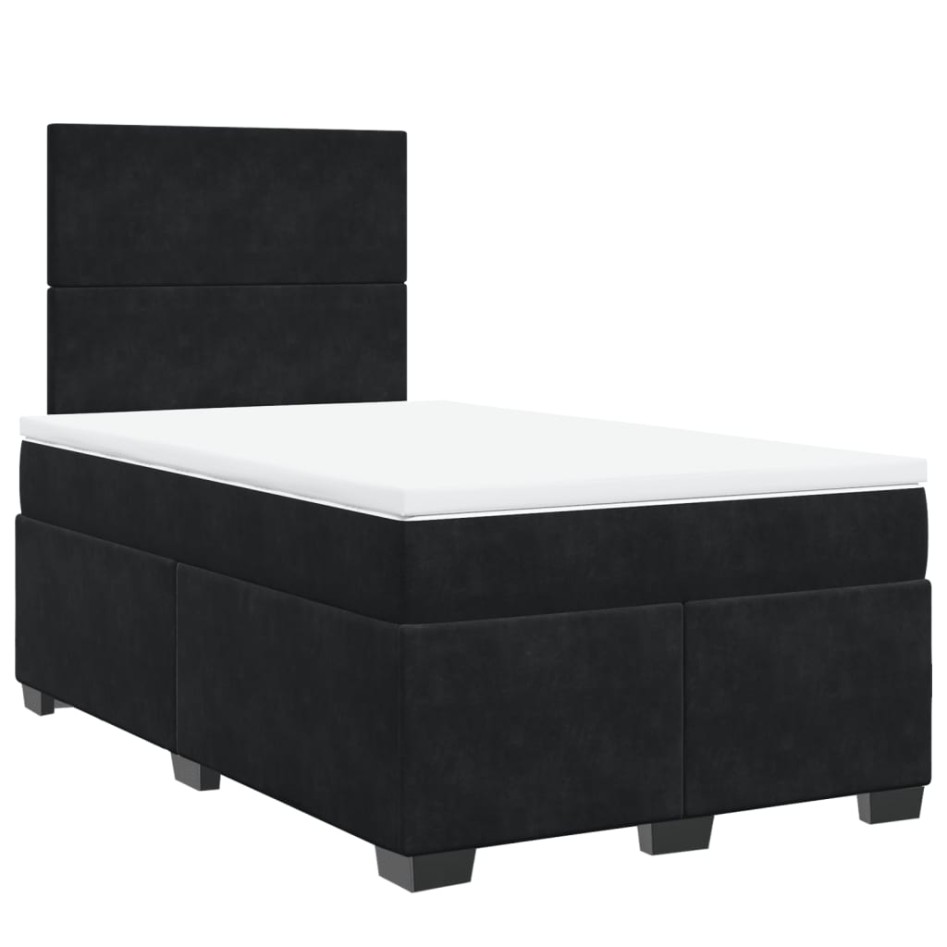 Cama box spring con colchón terciopelo negro 120x190