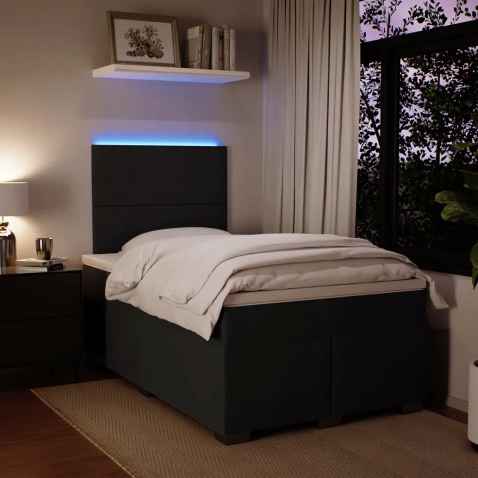 Cama box spring con colchón terciopelo negro 120x190