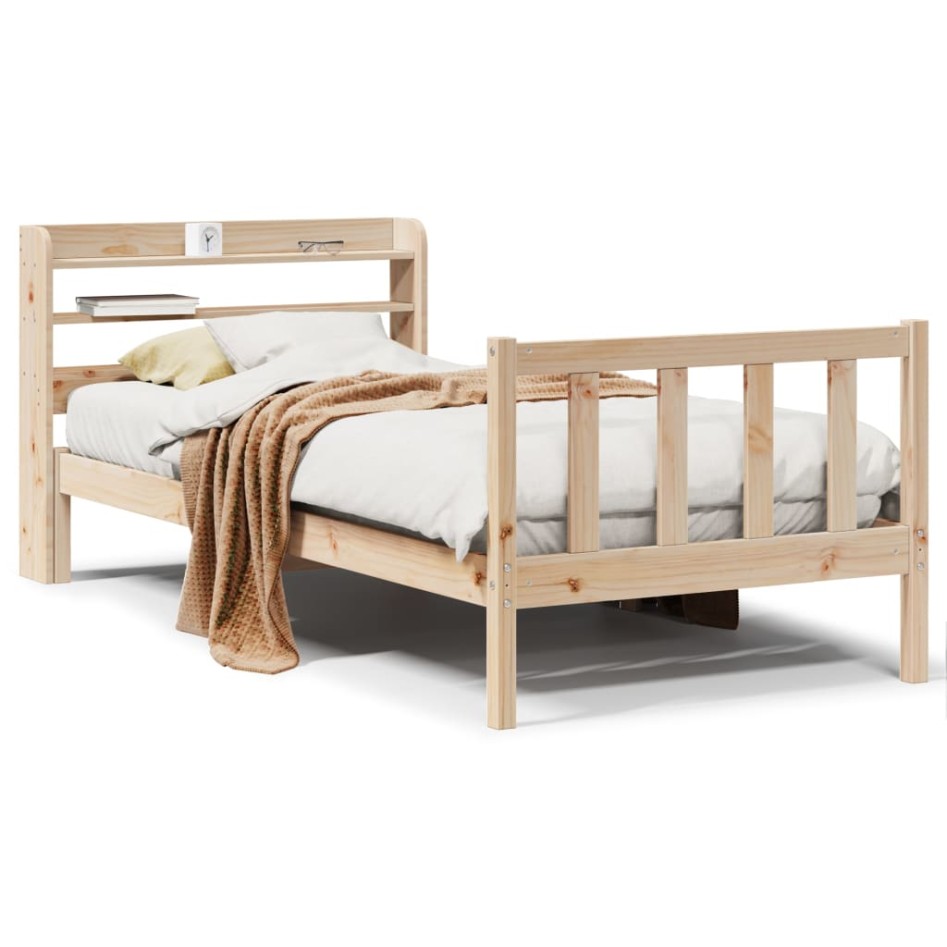 Estructura de cama sin colchón madera maciza de pino 100x200