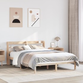 Estructura de cama sin colchón madera de pino blanco 150x200