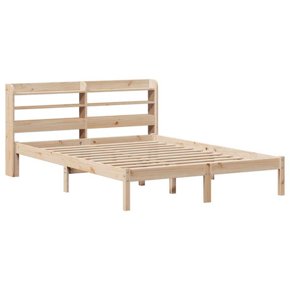 Estructura de cama sin colchón madera de pino blanca 140x200