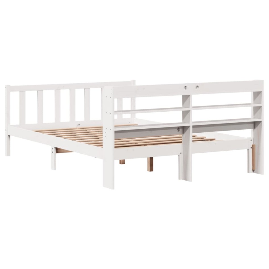 Estructura de cama sin colchón madera de pino blanca 140x200