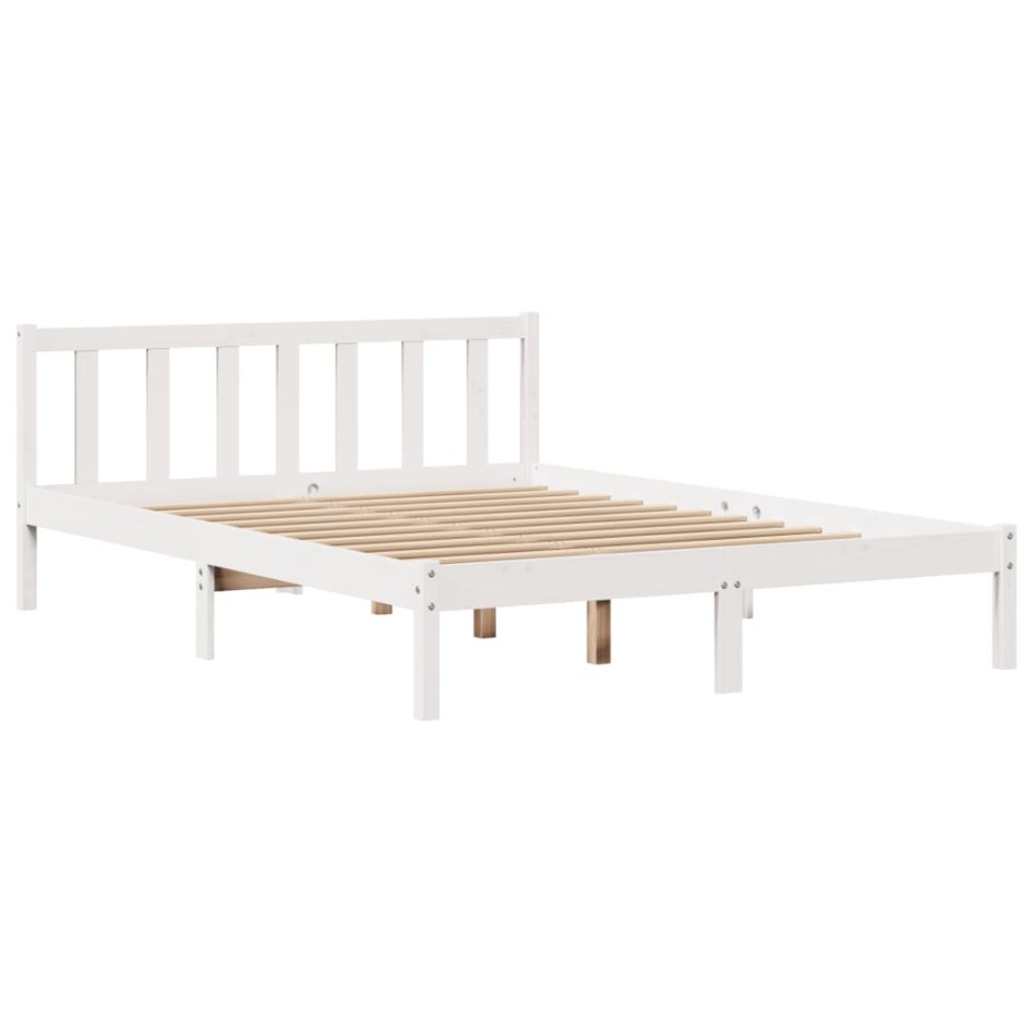 Estructura de cama sin colchón madera de pino blanca 140x200