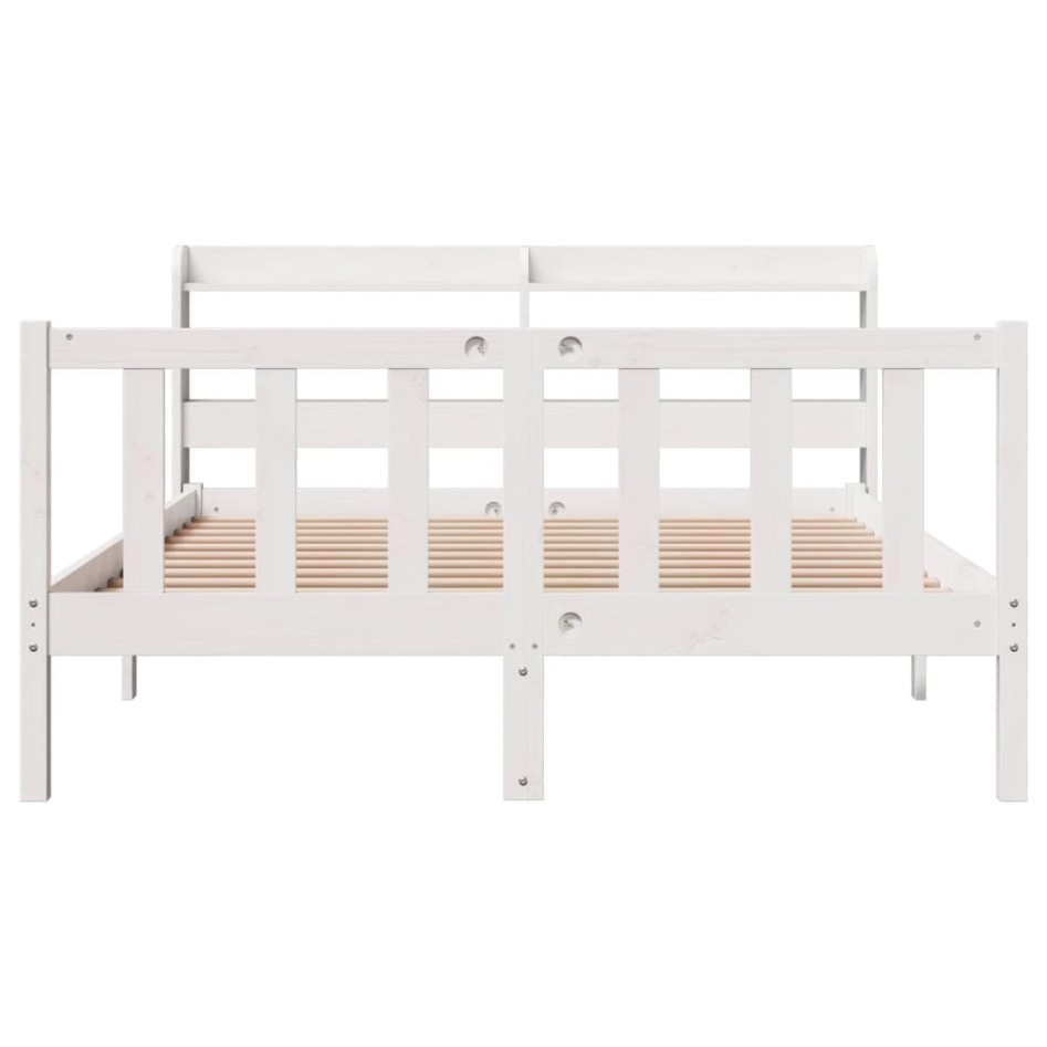 Estructura de cama sin colchón madera de pino blanca 150x200