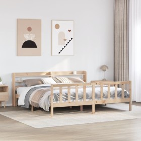 Estructura de cama sin colchón madera maciza de pino 200x200