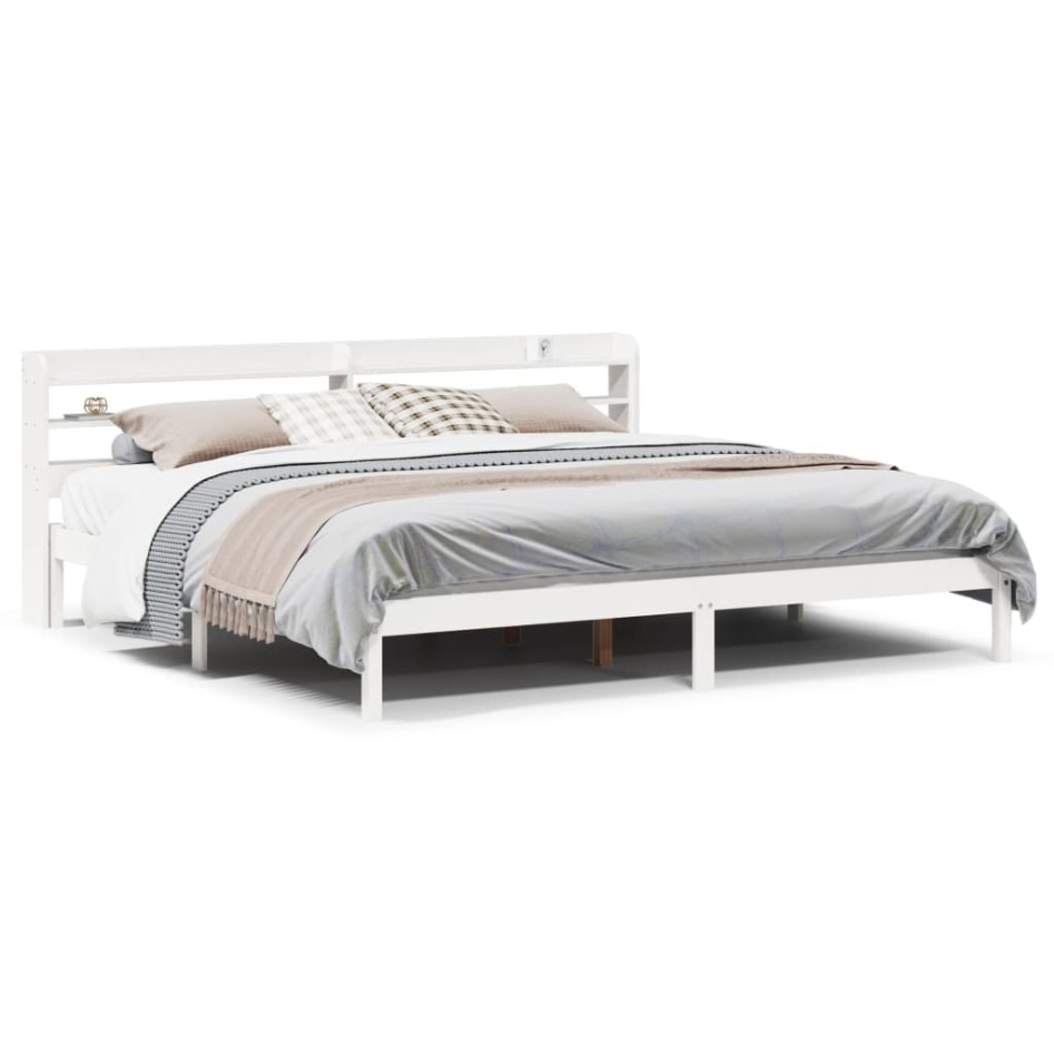 Cama sin colchón madera maciza de pino blanca 180x200