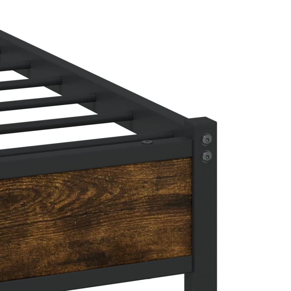 Estructura de cama sin colchón metal roble ahumado 150x200