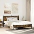 Estructura de cama sin colchón metal roble ahumado 140x190