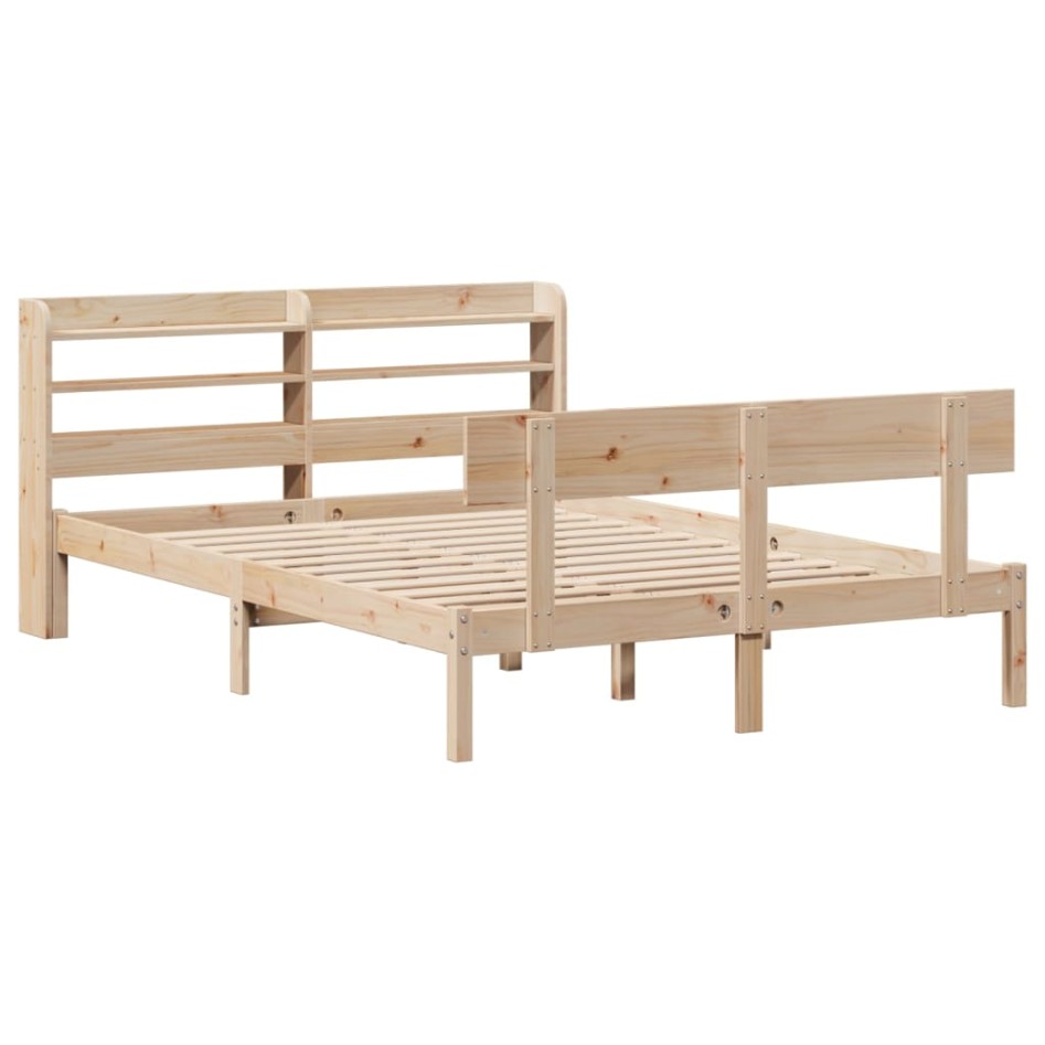 Estructura de cama sin colchón madera maciza de pino 140x190