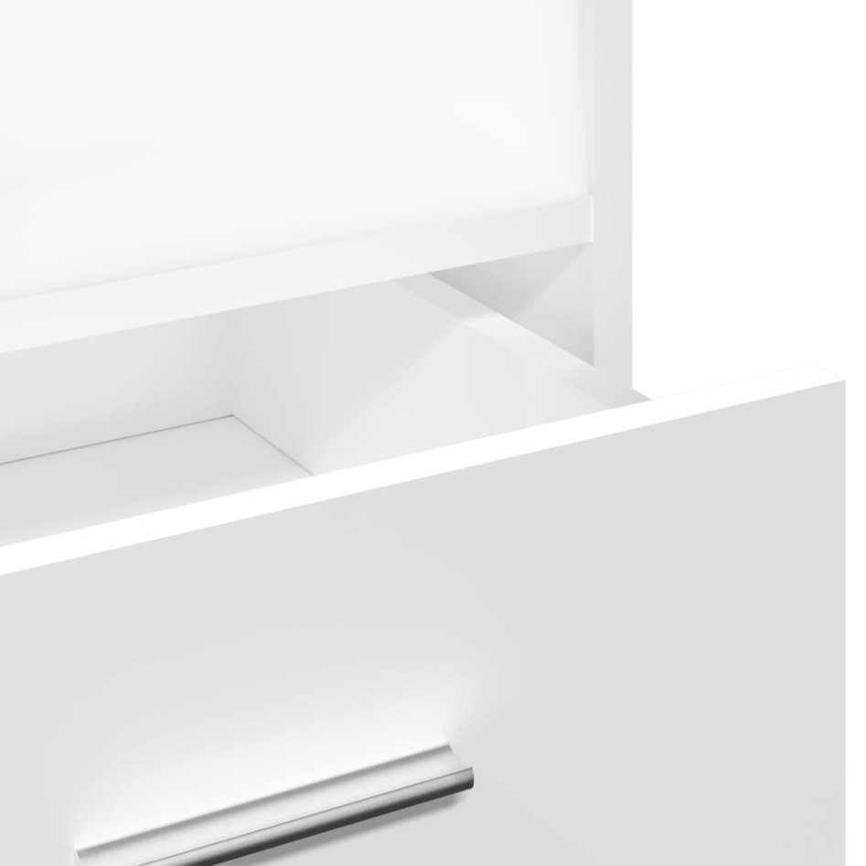 Atril con ruedas y cajón madera ingeniería blanco 55x55x107