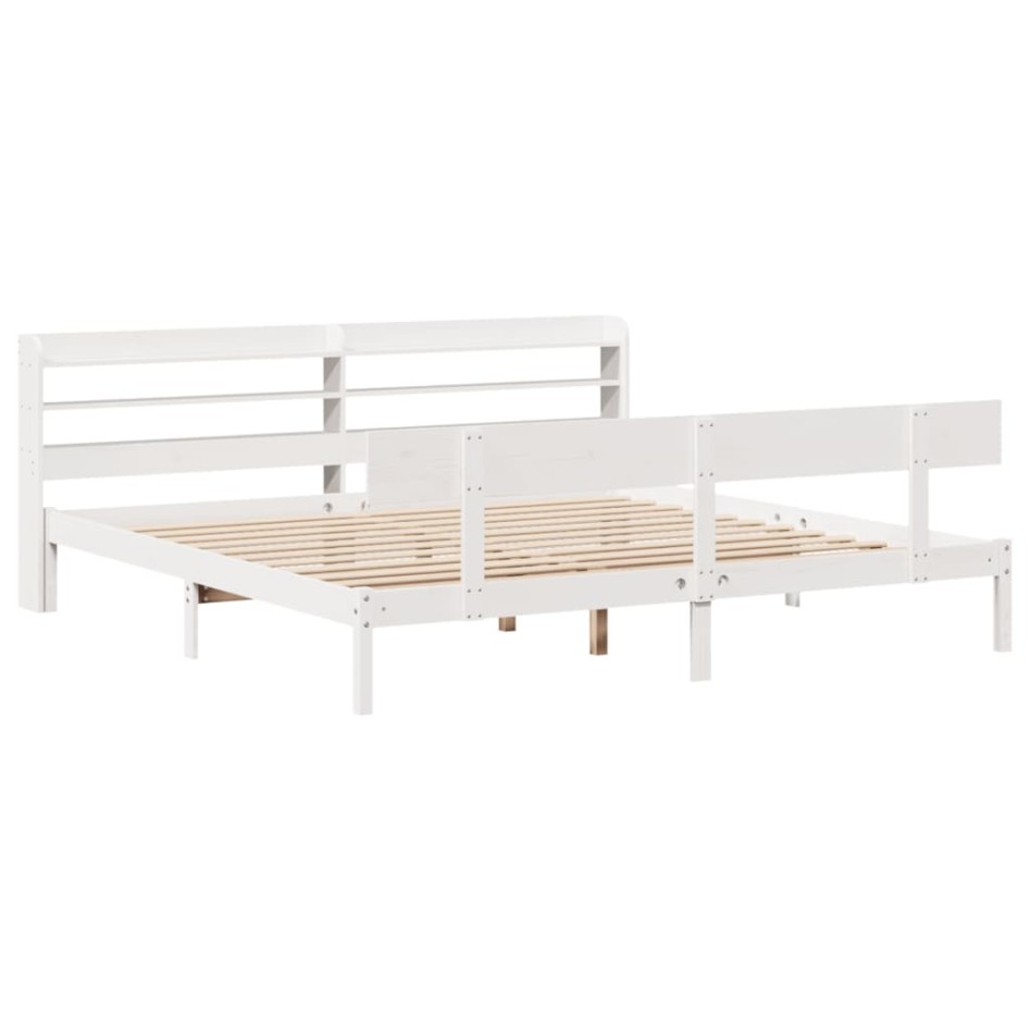 Cama sin colchón madera maciza de pino blanca 180x200