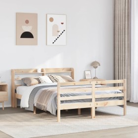 Estructura de cama con cabecero madera de pino blanco