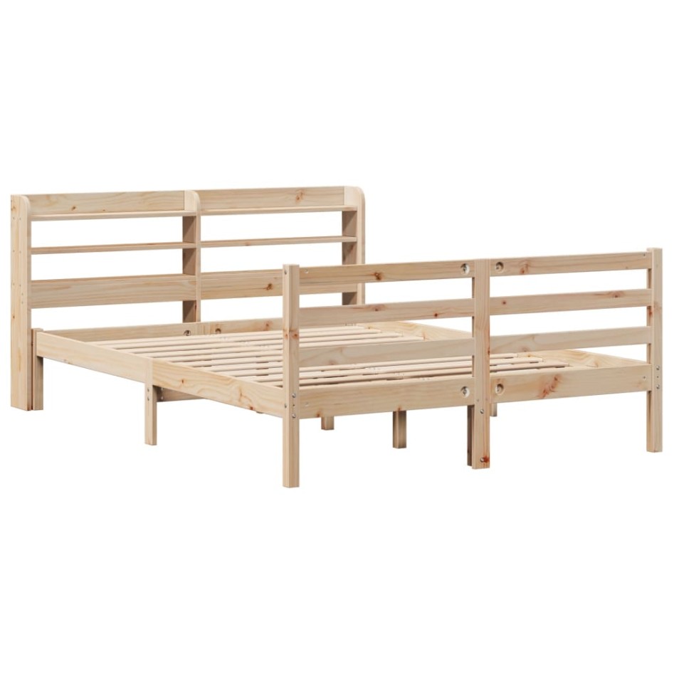 Estructura de cama con cabecero madera de pino blanco